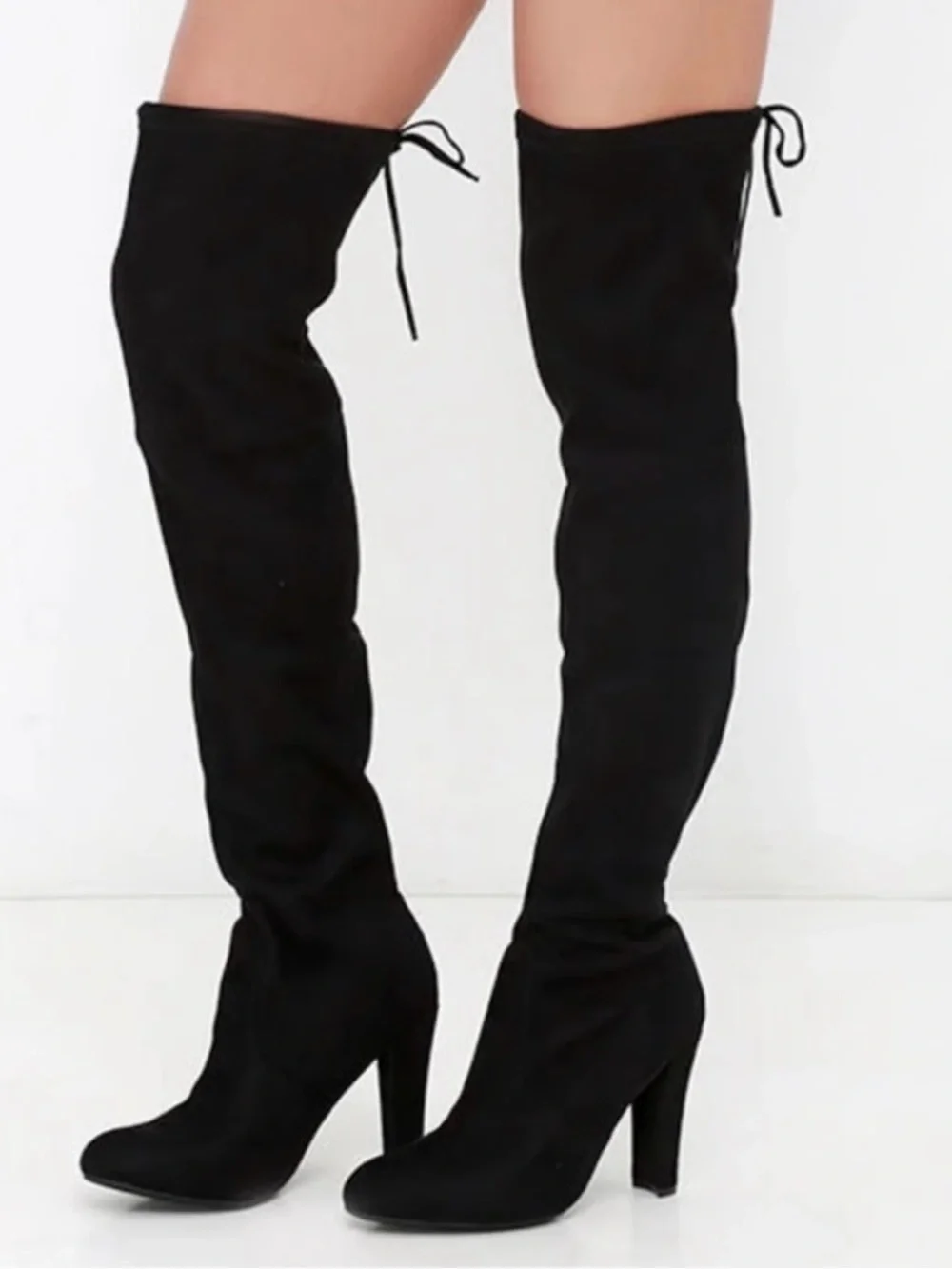 Black Over-the-Knee thigh High Heel Boots - Women's Fashion